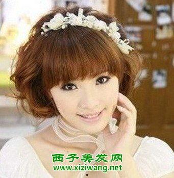 短发伴娘发型图片,时尚简约，优雅绽放